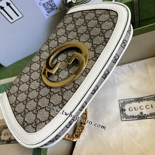 gucci專櫃2024新款鏈條肩背包 古馳Blondie互扣棕色腋下包 jcp1877